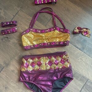 Glamour Gold and Pink Kids Dance Costume